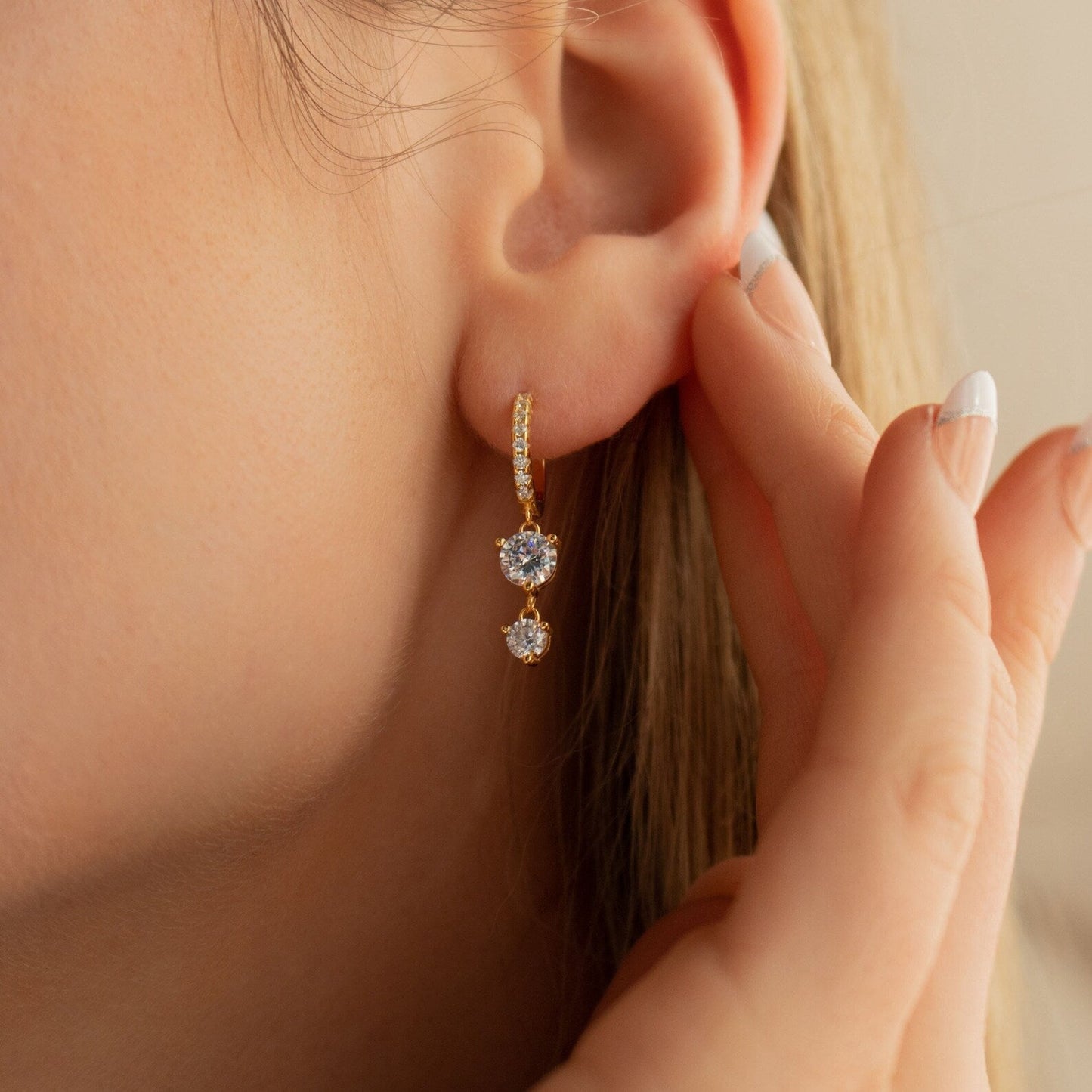 Sparkle and Sophistication: Caroline Pave Drop Huggie Hoops