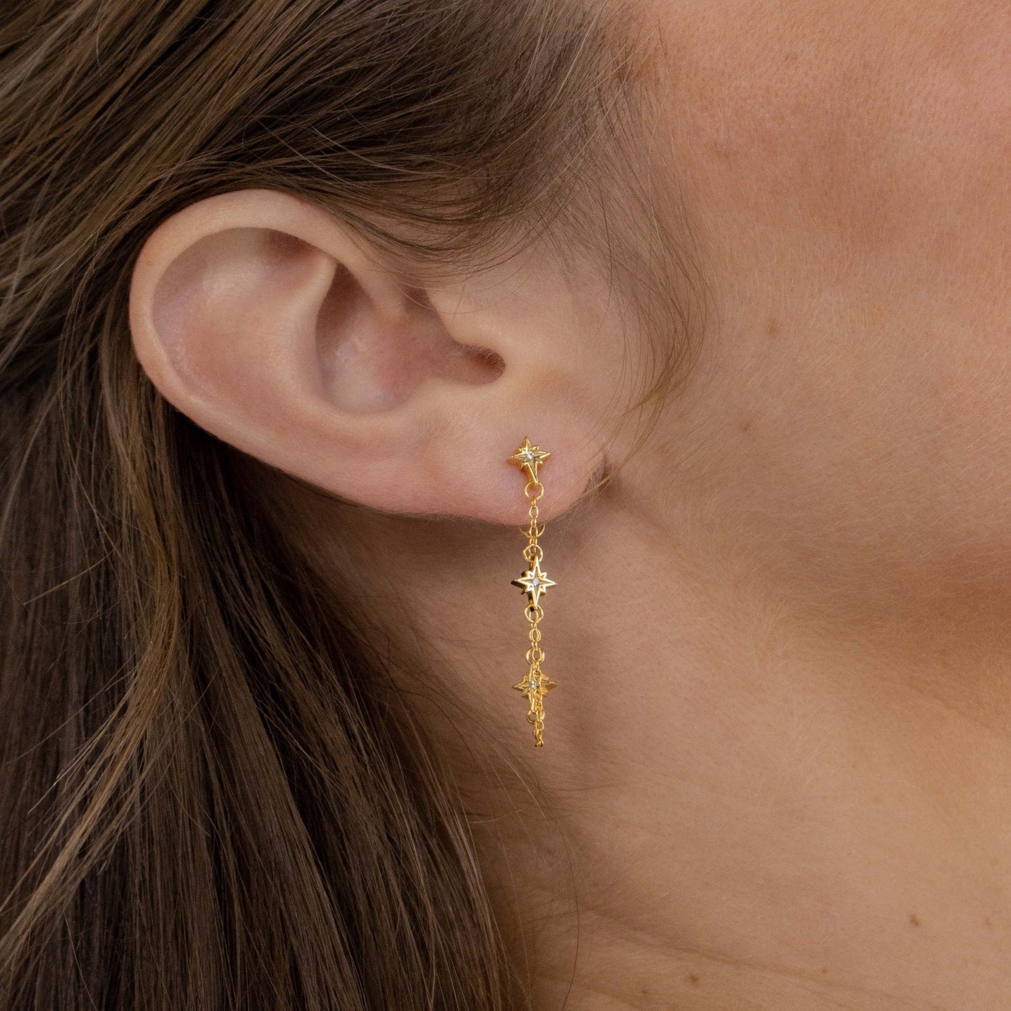North Star Dangle Earrings 18K Gold