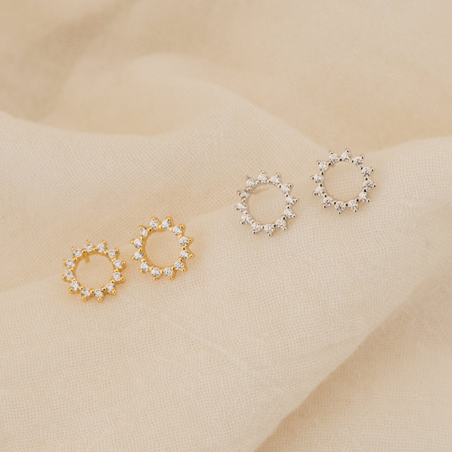 Helen Diamond Sun Studs Sterling Silver