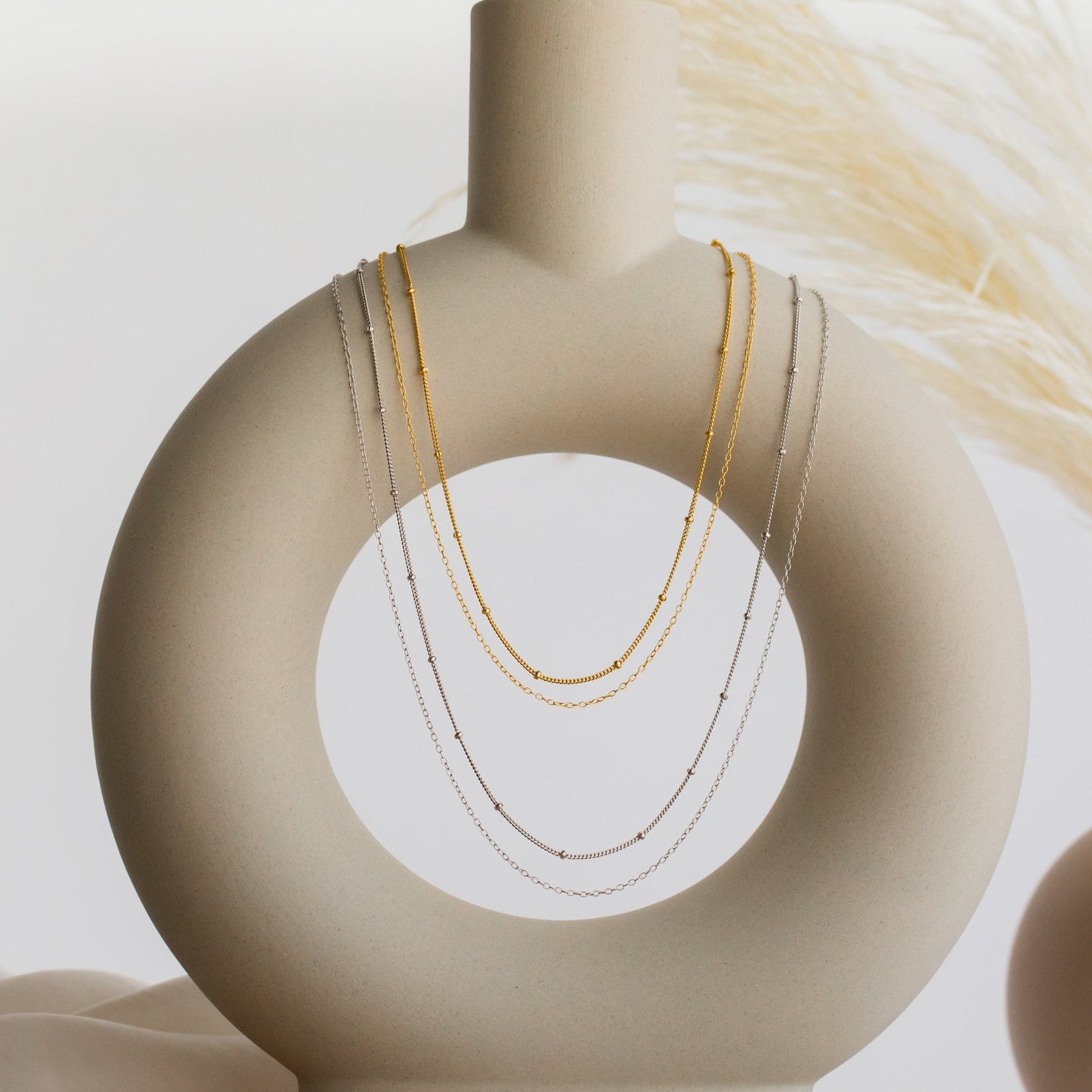 Effortless Chic: Beaded Duo Chain Necklace