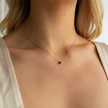 Onyx Dainty Diamond Necklace Sterling Silver