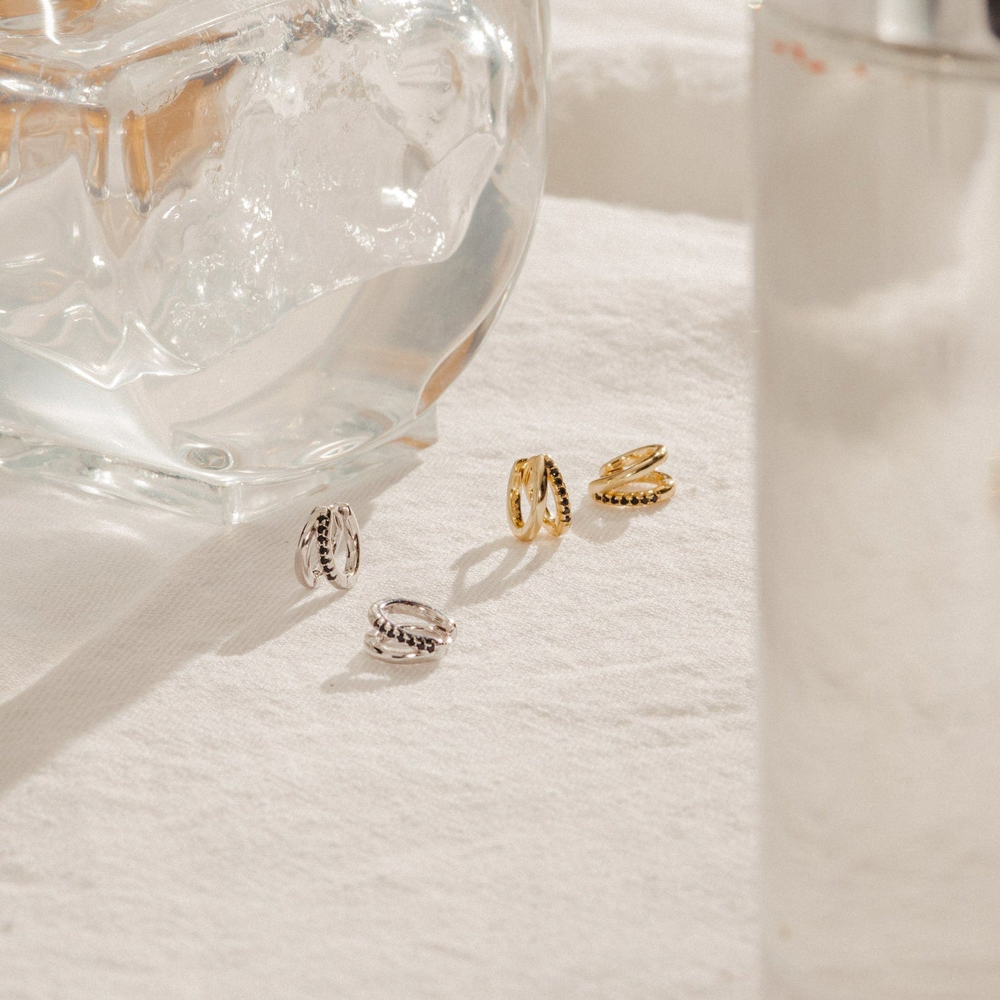 Elegant Simplicity: Onyx Duo Hoops
