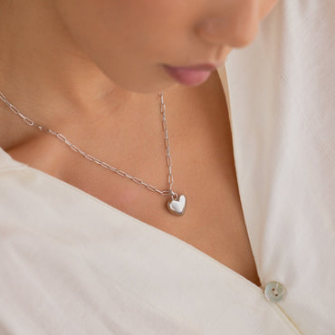 Taylor Heart Paperclip Necklace Sterling Silver