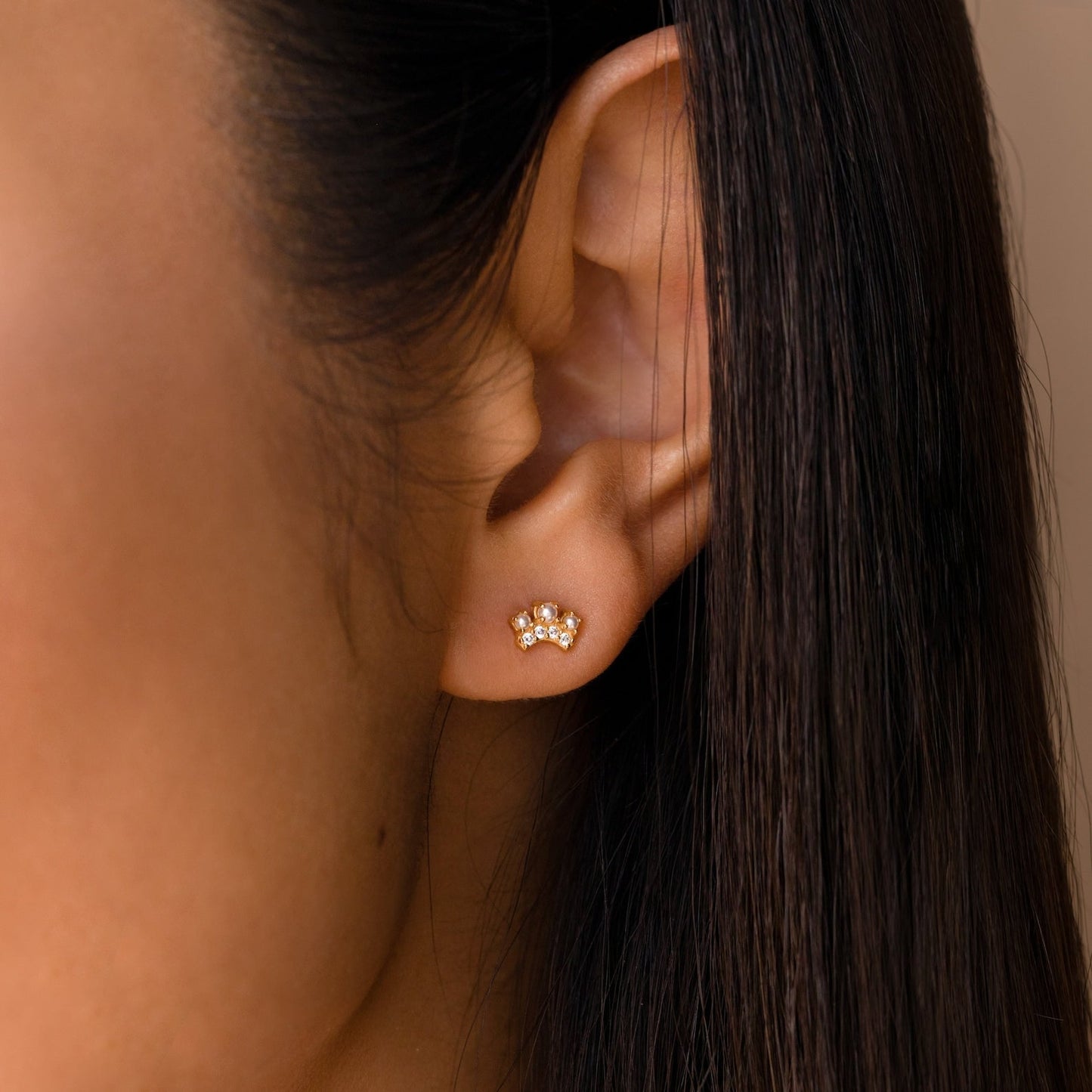 Reign Supreme in Elegance with Crown Pearl Stud Earrings