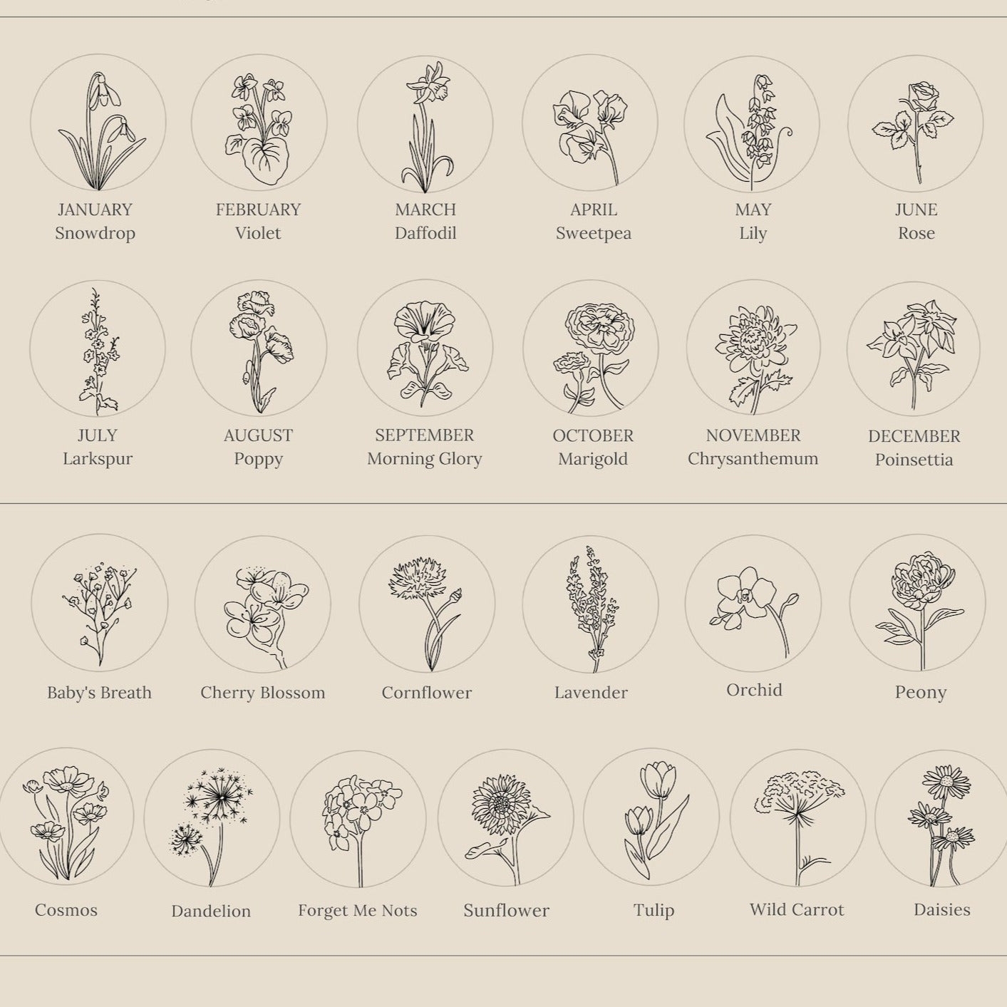 Birth Flower Signet Ring