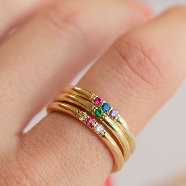 Personalized Elegance: Mini Birthstone Ring