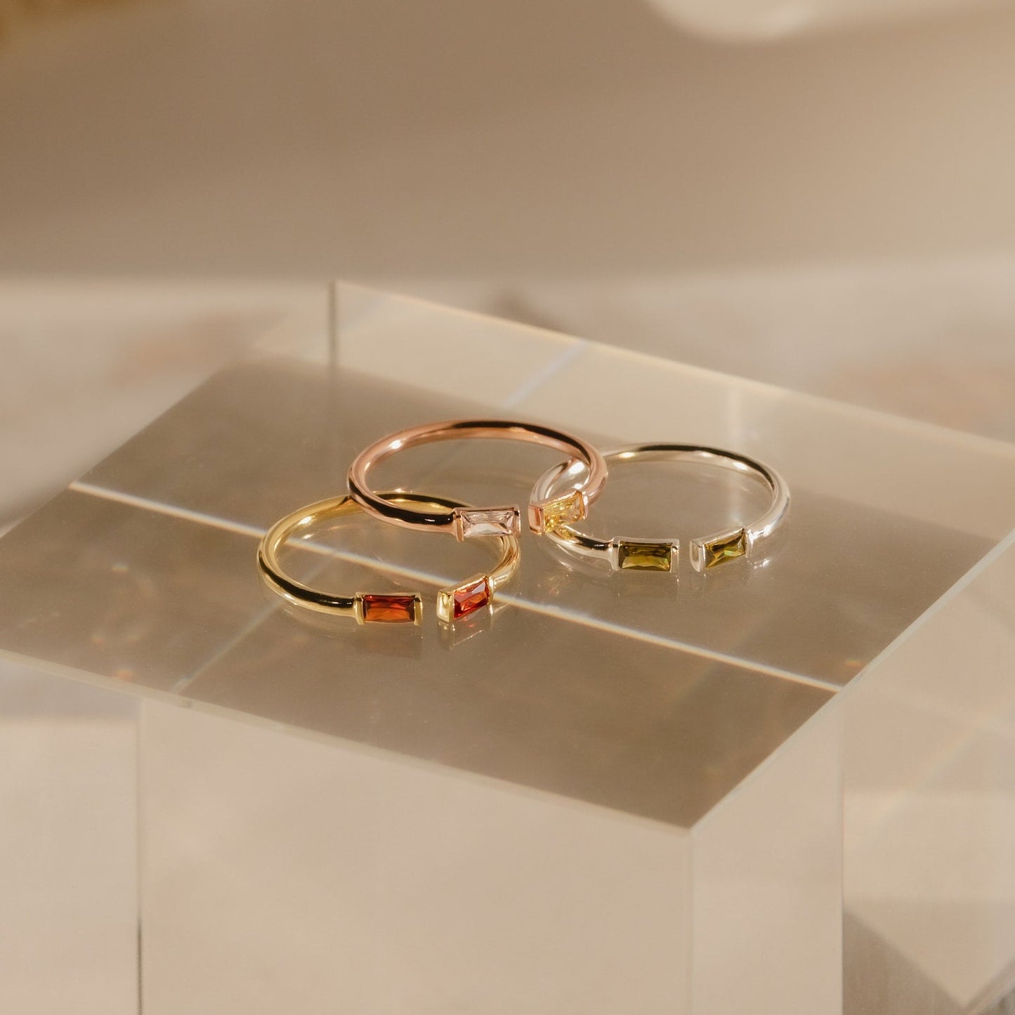 Duo Baguette Birthstone Ring 18K Gold
