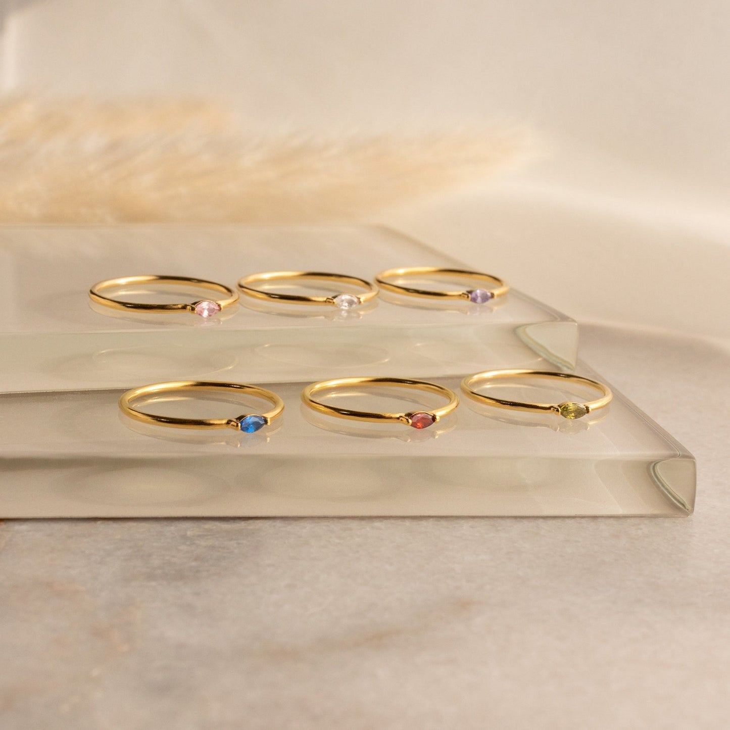 Personalized Delicacy: Custom Marquise Birthstone Ring