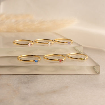 Personalized Delicacy: Custom Marquise Birthstone Ring