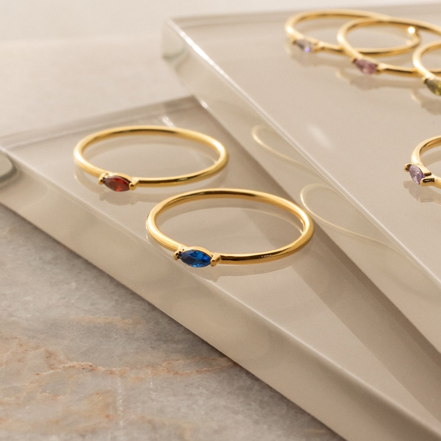Personalized Delicacy: Custom Marquise Birthstone Ring