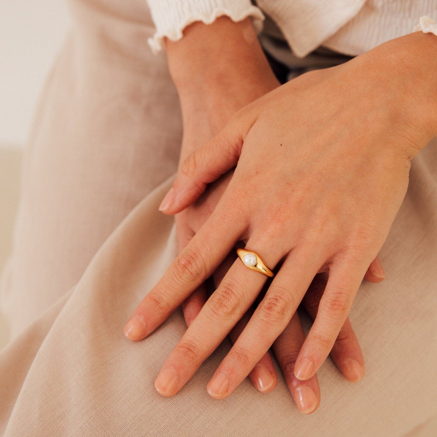 Timeless Sophistication: The Penelope Pearl Signet Ring