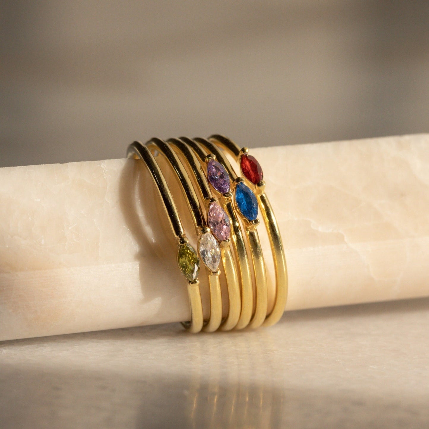 Personalized Delicacy: Custom Marquise Birthstone Ring