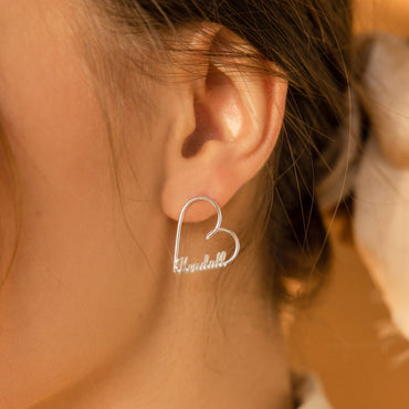 London Heart Name Earrings Sterling Silver