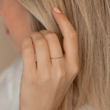 Delicate Birthstone Elegance: The Thin Mini Birthstone Ring Rose Gold