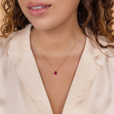 Ophelia Birthstone Necklace 18K Gold July Ruby