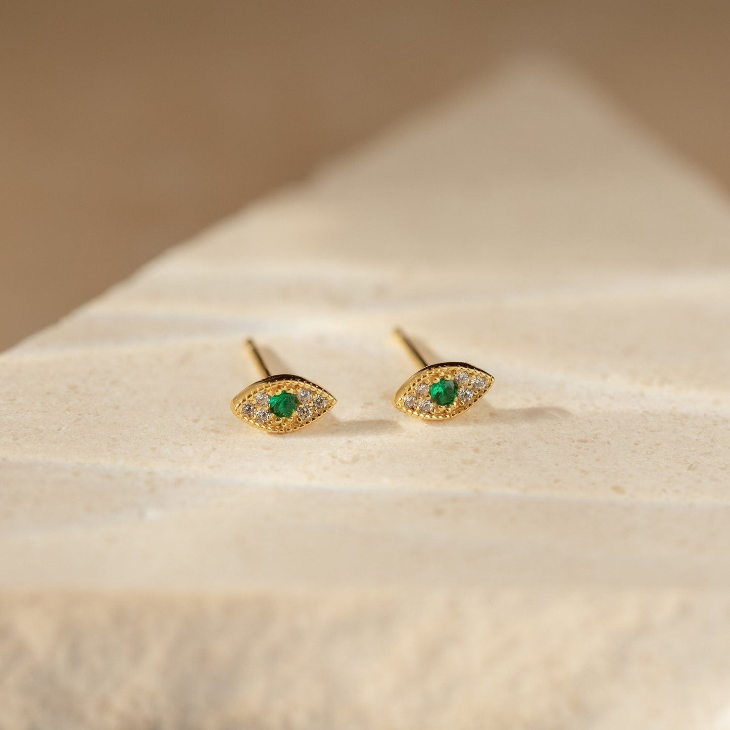 Haven Emerald Eye Studs 18K Gold