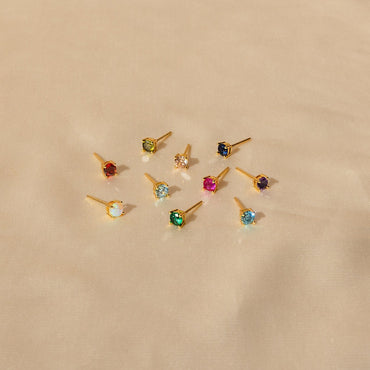 Booker Large Birthstone Stud Earrings
