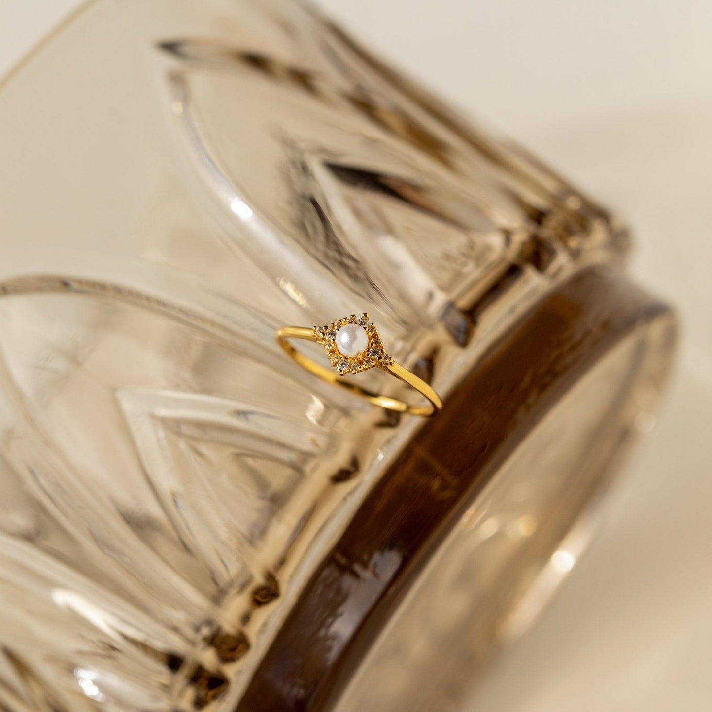 Timeless Charm: Vintage Pave Pearl Ring