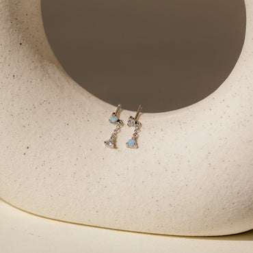 Opal Drop Stud Earrings: Playful Elegance Sterling Silver