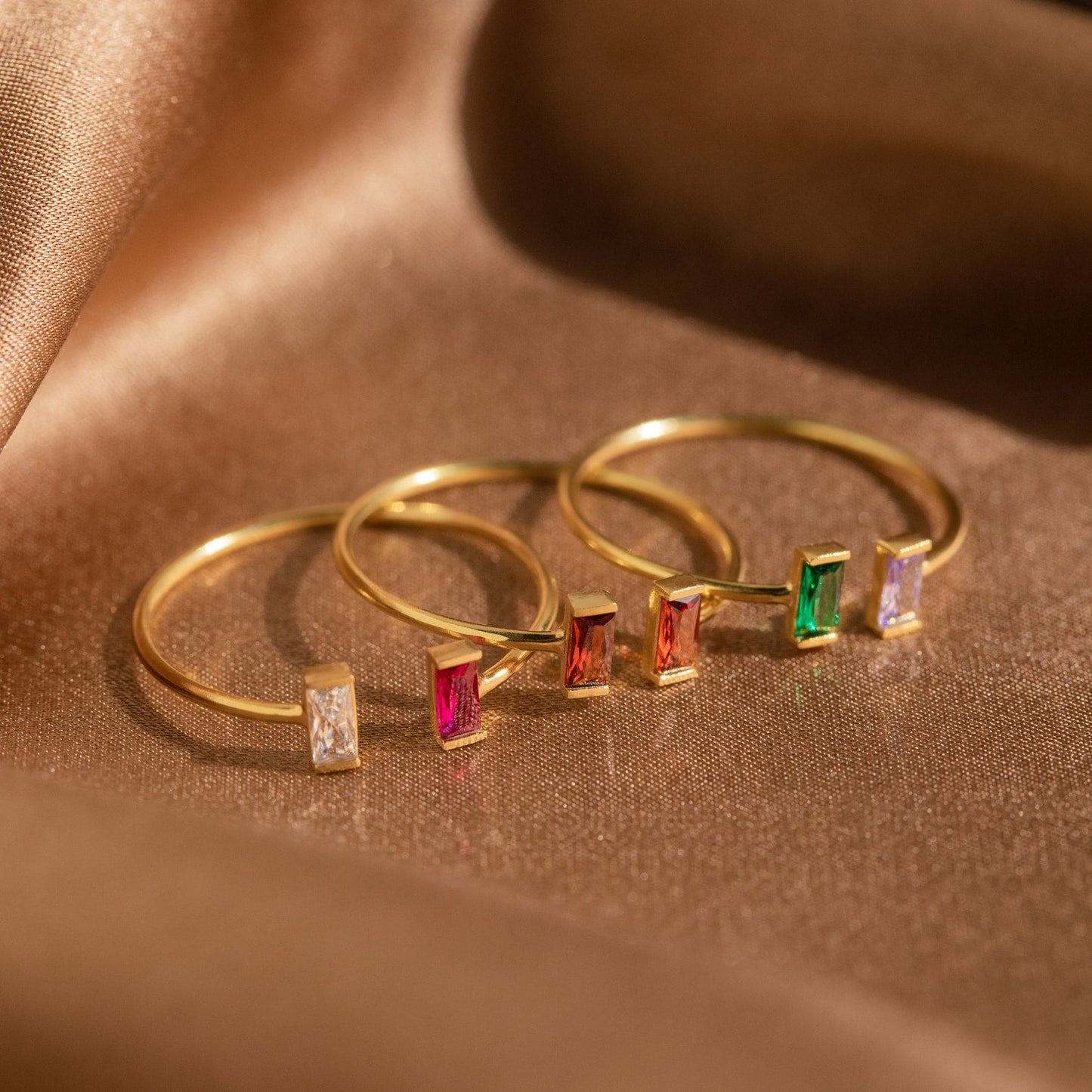 Double Sparkle: Custom Duo Vertical Baguette Birthstone Ring