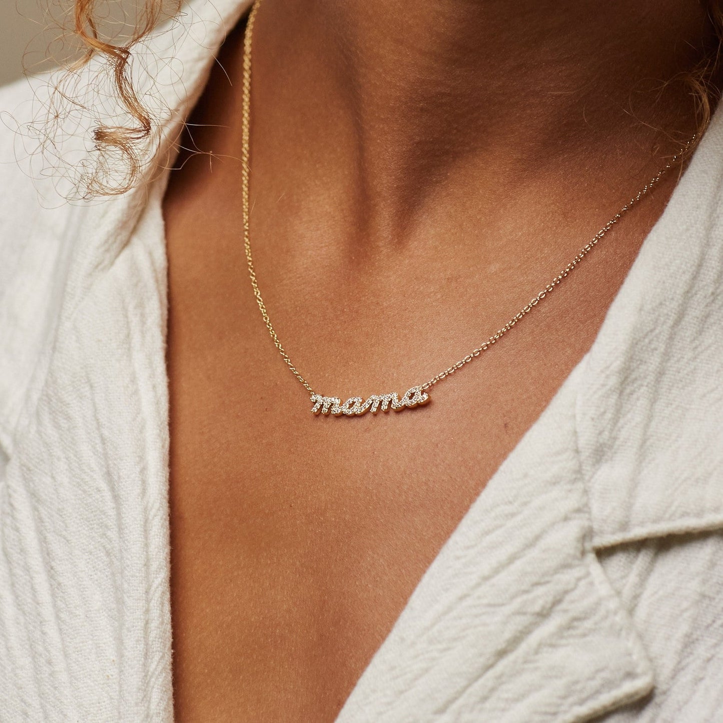 Celebrate Motherhood: Mama Necklaces Collection Pave Script Mama