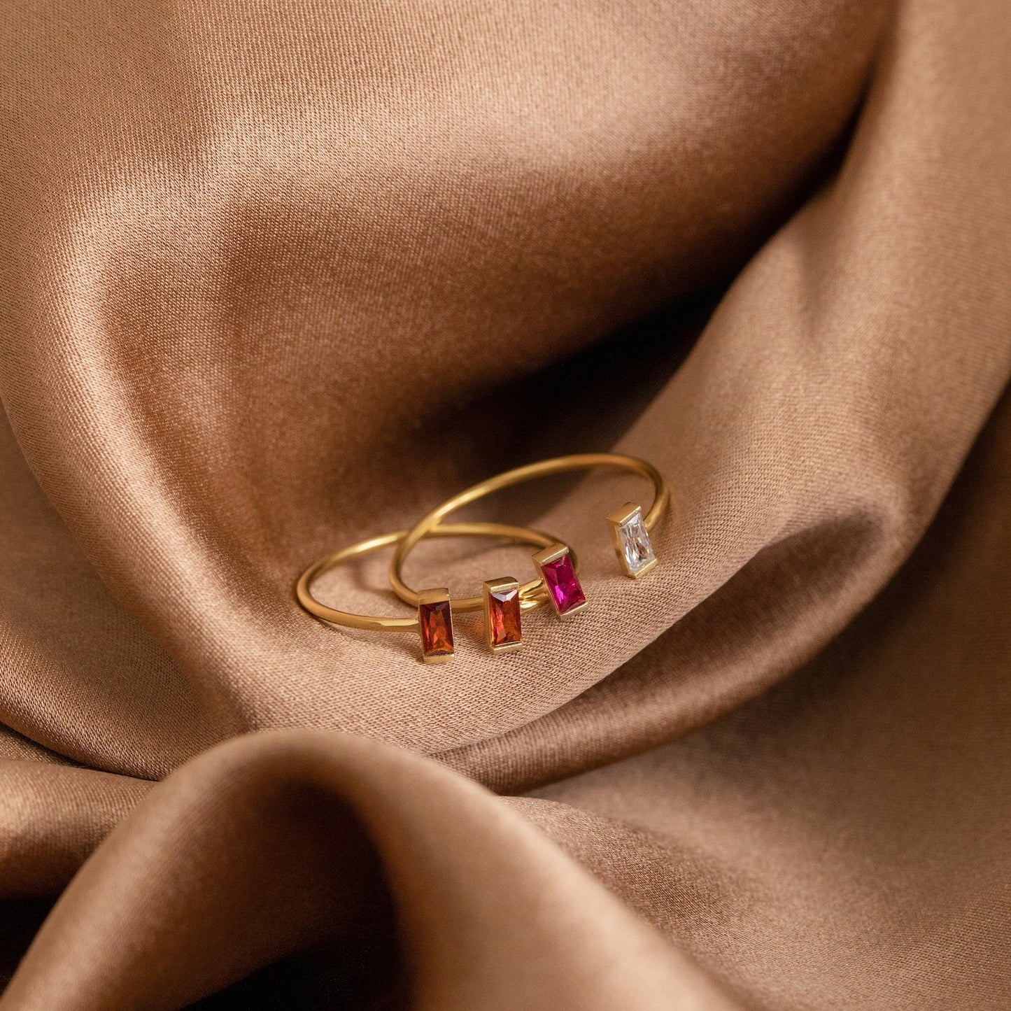 Double Sparkle: Custom Duo Vertical Baguette Birthstone Ring