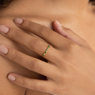 Dainty Multi-Stone Birthstone Ring: A Subtle Celebration of Special Moments Rose Gold