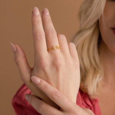 Nella Duo Initial Ring Rose Gold