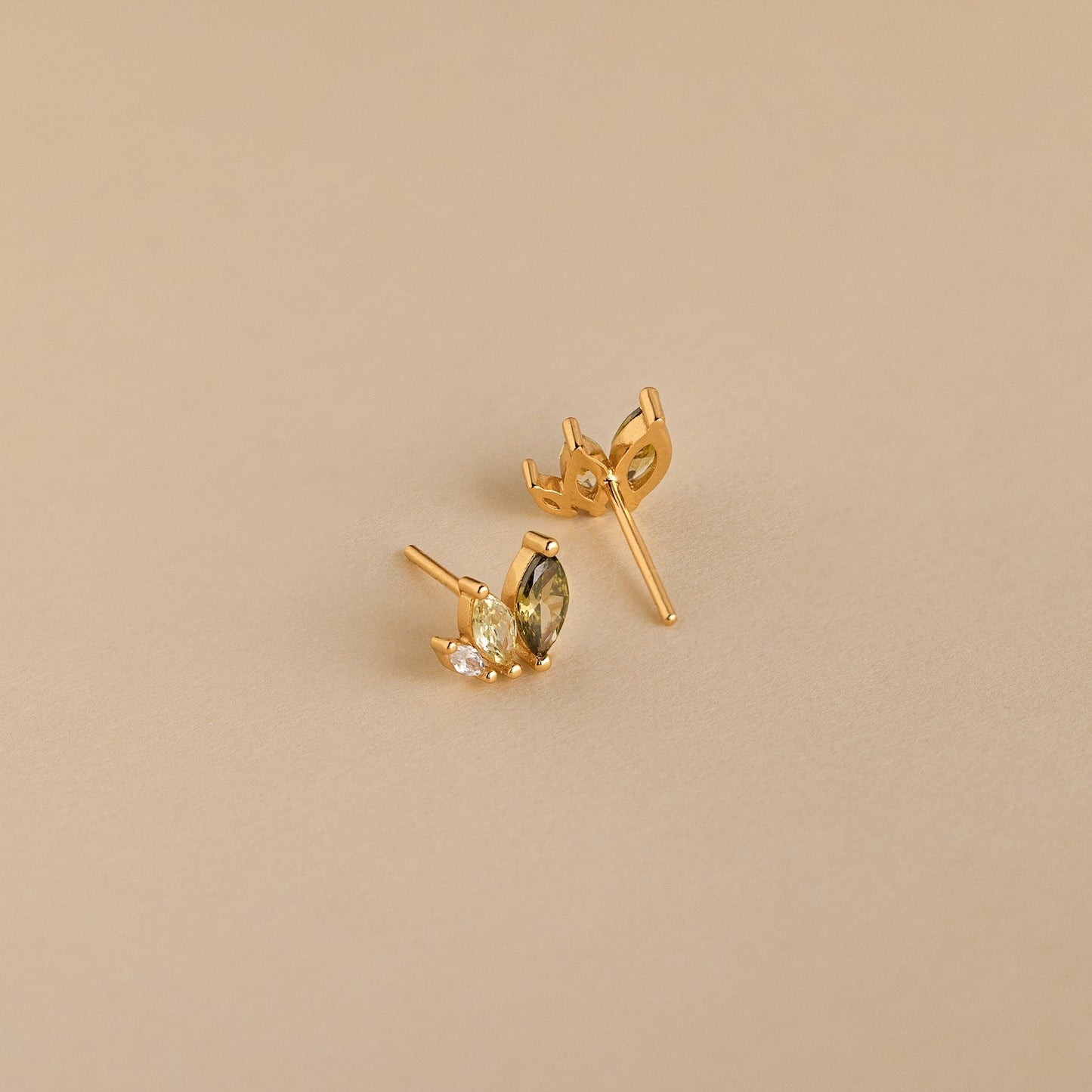 Seagrass Green Crystal Stud Earrings: Inspired by Oceanic Beauty