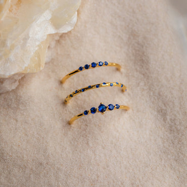 Sapphire Stacking Ring Set: Ocean-Inspired Elegance 18K Gold