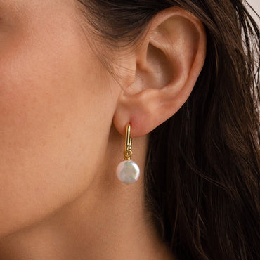 Bridget Pearl Hoop Earrings: Timeless Elegance, Versatile Style