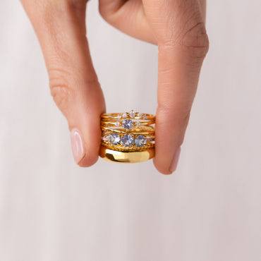Tranquil Aquamarine Stacking Ring Set: Embrace Ocean-Inspired Serenity