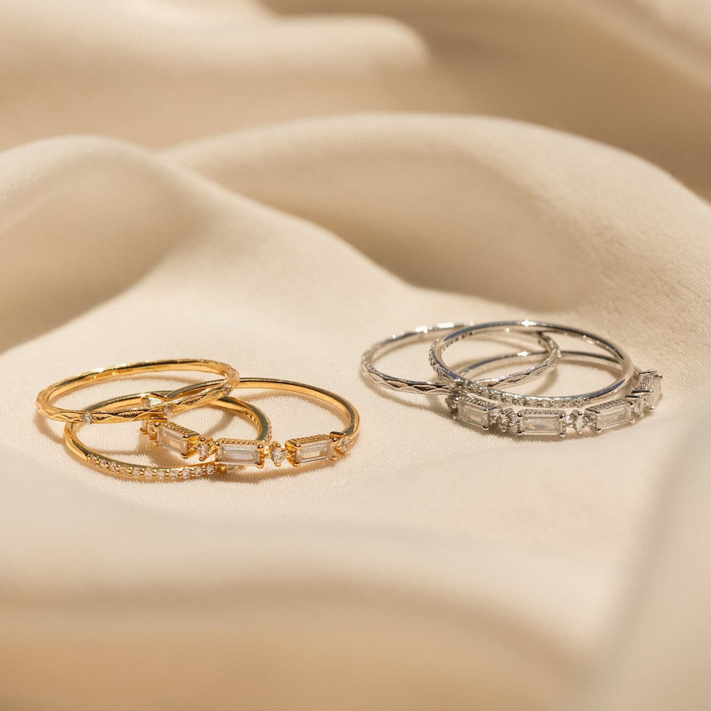 Dainty Diamond Stacking Ring Set: Sparkle in Every Stack