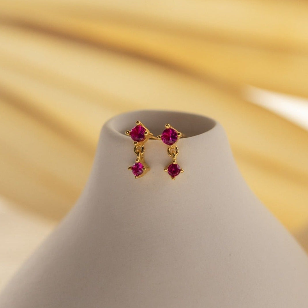 July Ruby Birthstone Drop Earrings For Women/Girls