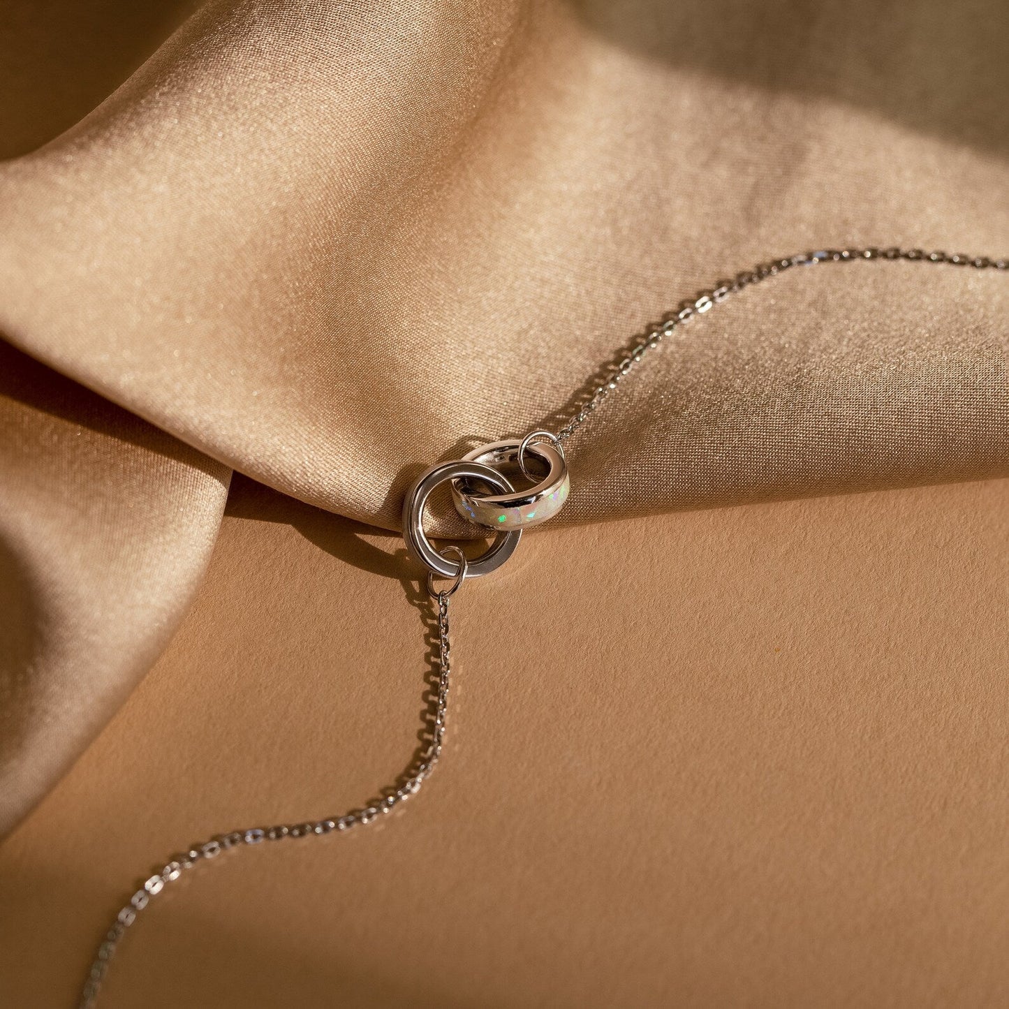 Interlocking Opal Inlay Bracelet Sterling Silver