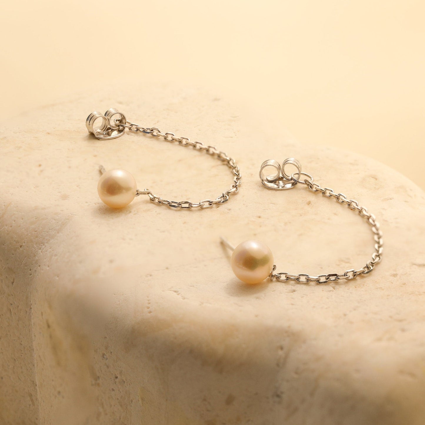 Pearl Chain Studs Sterling Silver