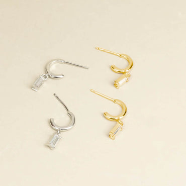 Lys Baguette Hoops in Sterling Silver And Gold