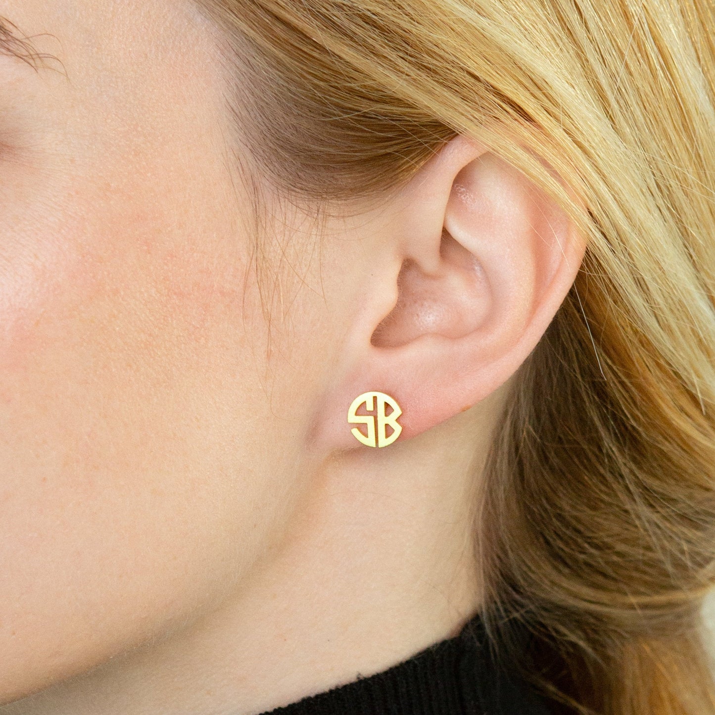 Personalize Your Style with Block Monogram Earrings 18K Gold