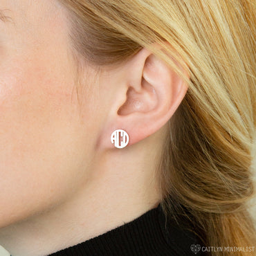 Personalize Your Style with Block Monogram Earrings Sterling Silver