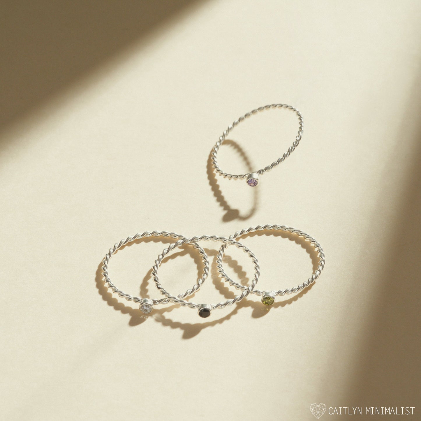 Twisted Birthstone Ring 18K Gold