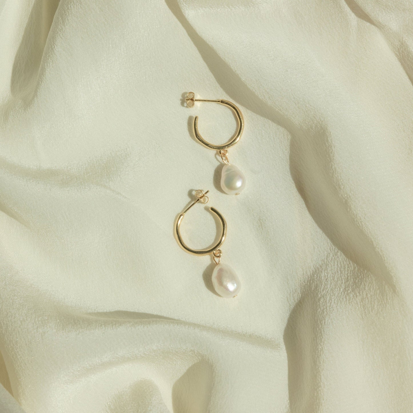 Margot Pearl Hoops Sterling Silver