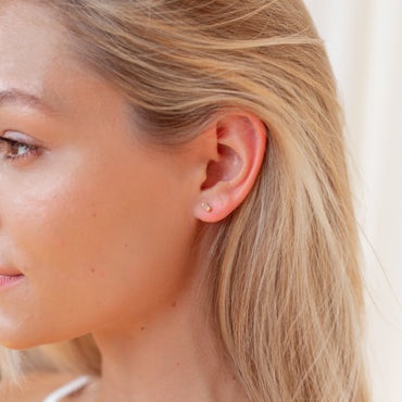 Baguette Diamond Stud Earring Model View