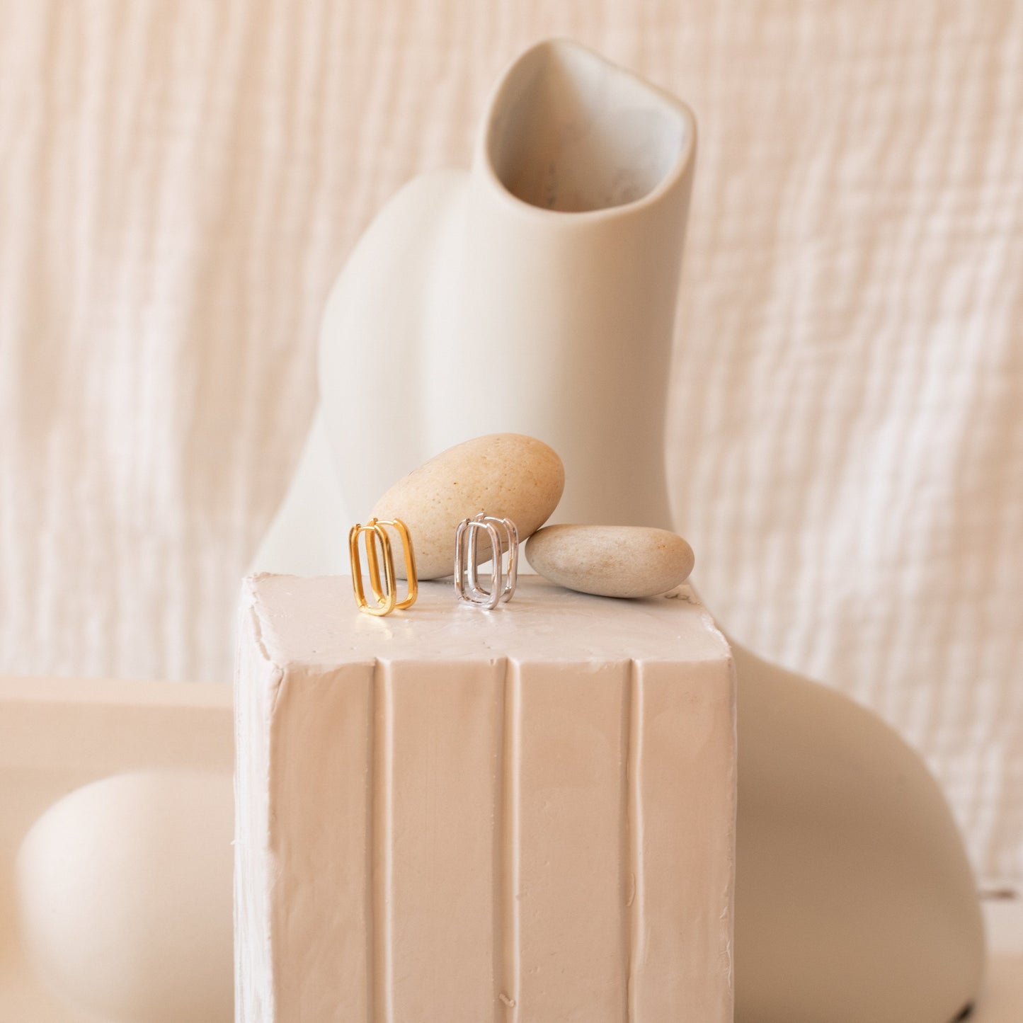 Nina Link Earrings 18K Gold