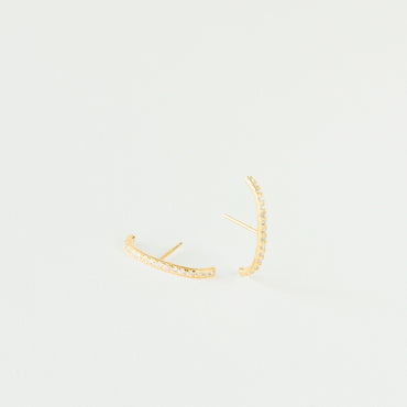 Pave Arc Studs 18K Gold