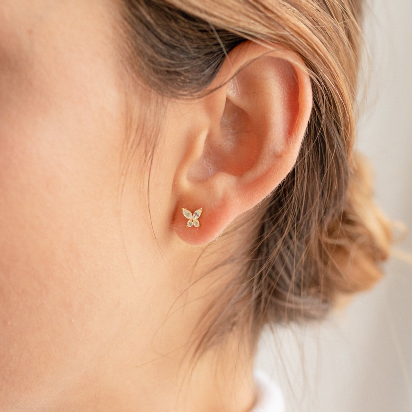 Fluttering Elegance: Butterfly Diamond Studs