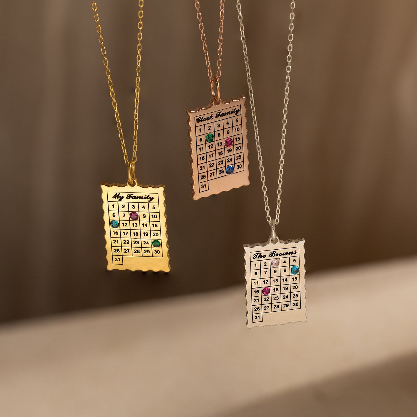 Cherished Memories: Calendar Birthstone Charm Necklace