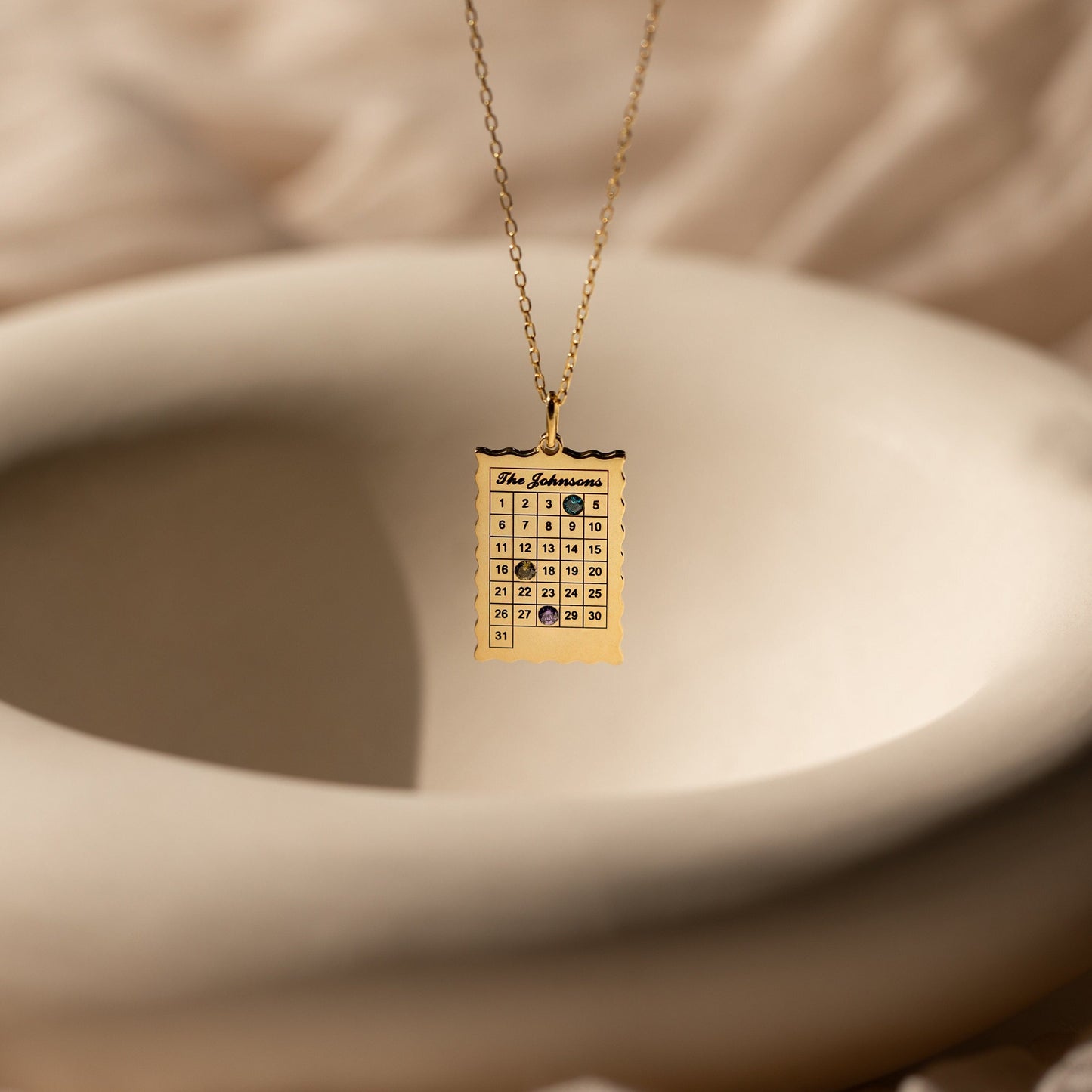 Cherished Memories: Calendar Birthstone Charm Necklace