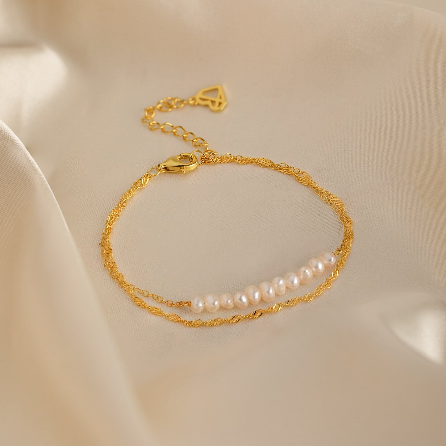 Duo Pearl Twist Bracelet 18K Gold