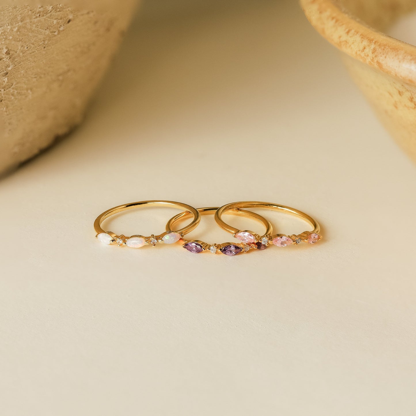 Triple Marquise Birthstone Ring Sterling Silver