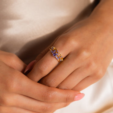 Serenity in Sparkle: Amethyst Stacking Ring Set